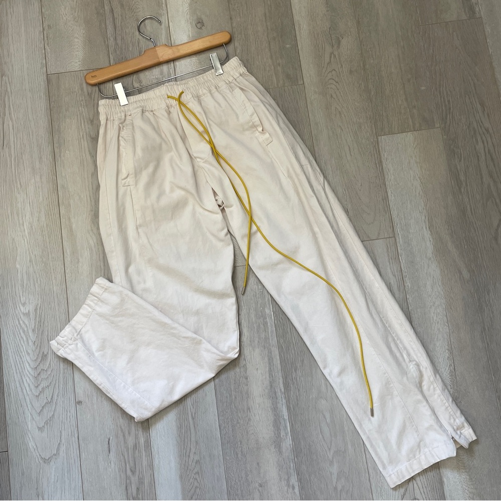 mnml Casual Pants pull on side zipper mens Cream (large) streetwear athleisure